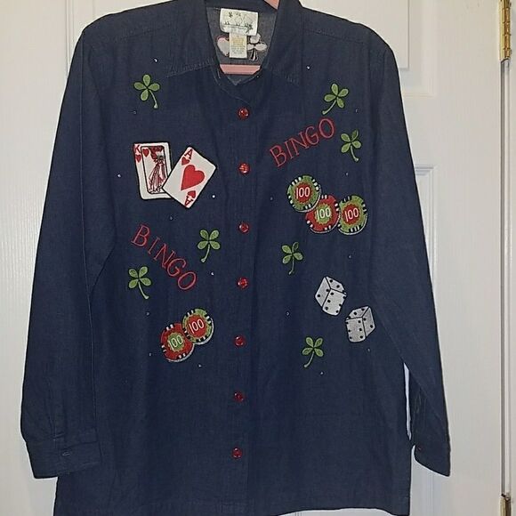 Quacker Factory Tops - Quaker Factory casino bingo gambling top Sz S NEW